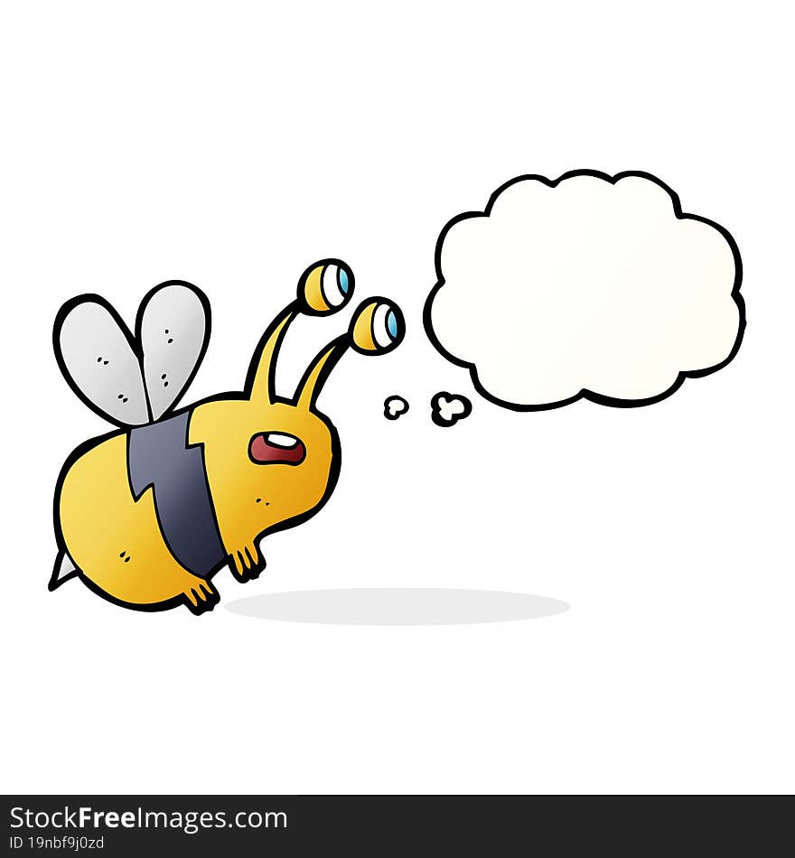 cartoon frightened bee with thought bubble