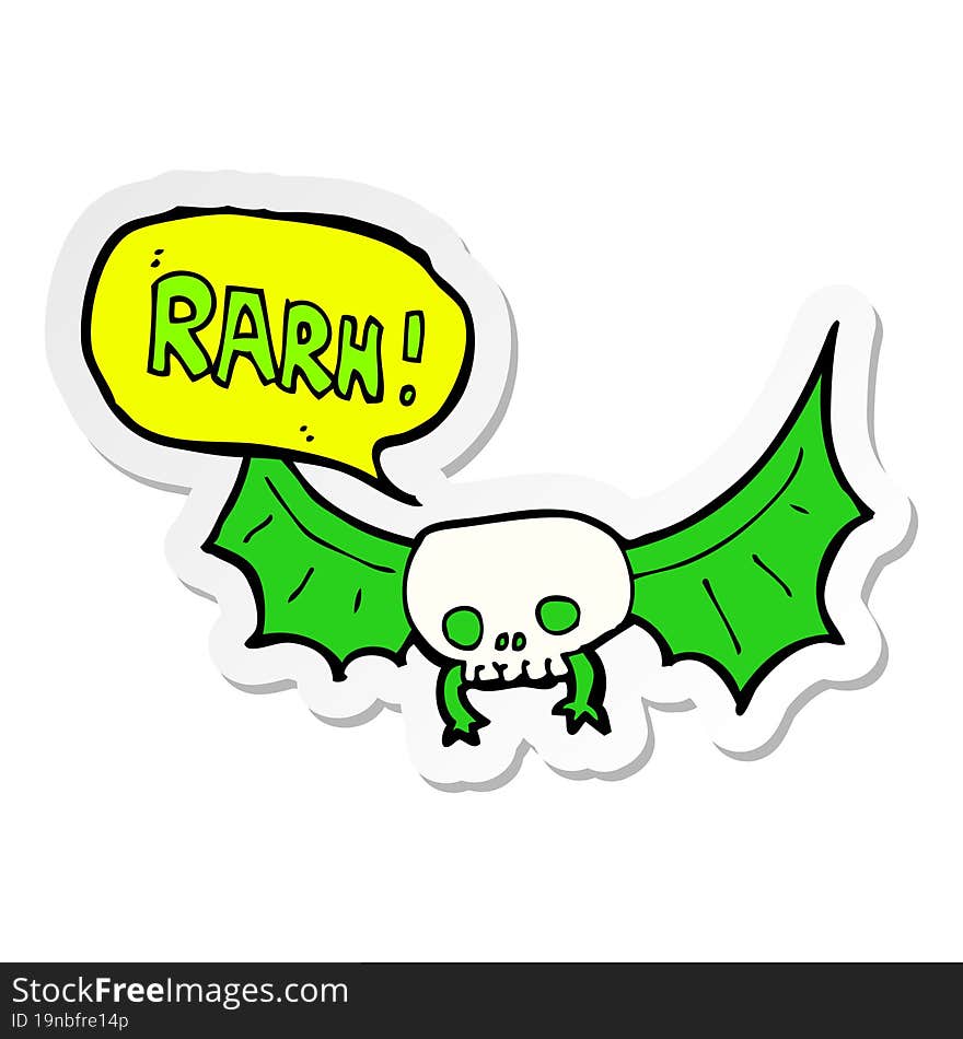 Sticker Of A Cartoon Vampire Bat