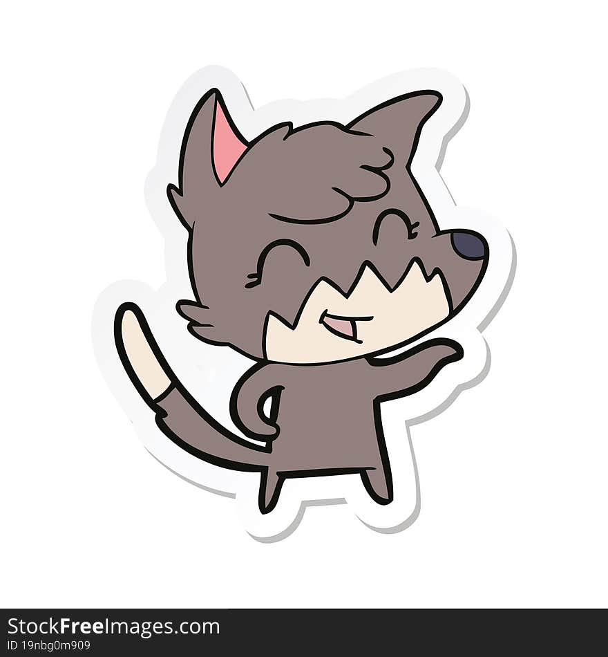 sticker of a happy cartoon fox