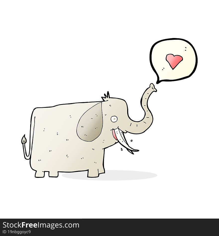 Cartoon Elephant With Love Heart