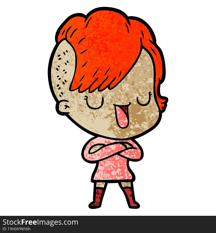 cute cartoon girl with hipster haircut. cute cartoon girl with hipster haircut