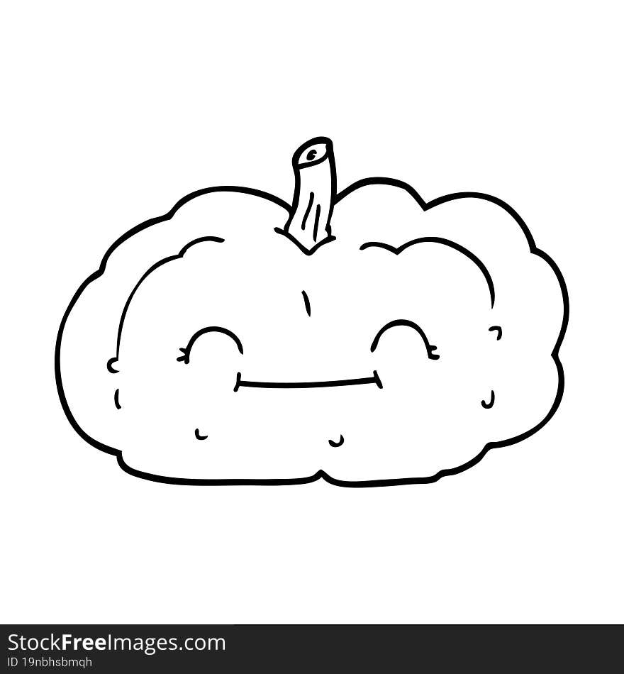 Line Drawing Cartoon Happy Pumpkin