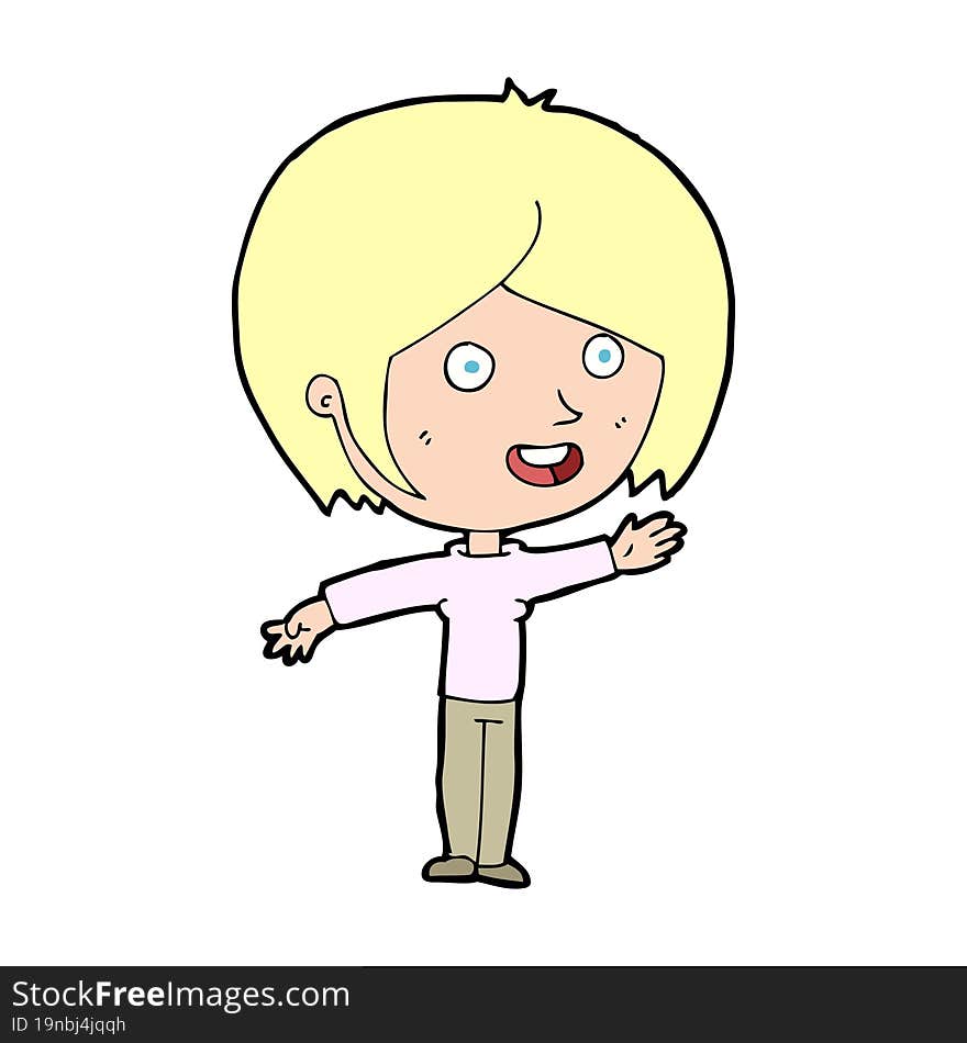 Cartoon Happy Girl Waving