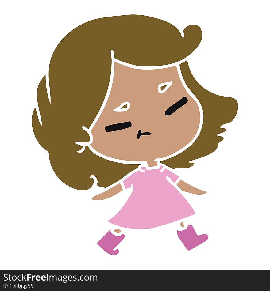 cartoon illustration of a cute kawaii girl. cartoon illustration of a cute kawaii girl