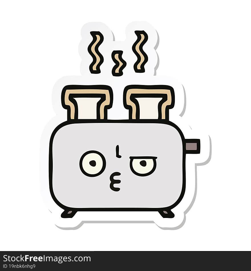 sticker of a cute cartoon of a toaster