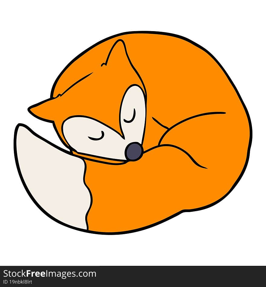 cartoon sleeping fox. cartoon sleeping fox