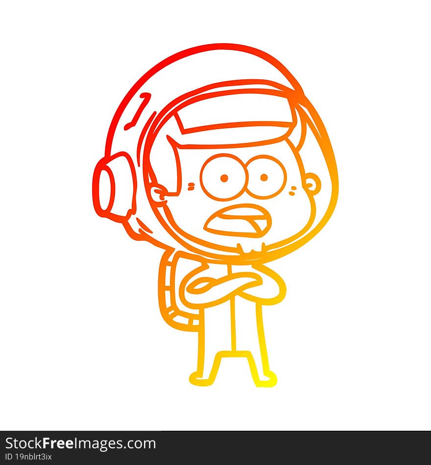 warm gradient line drawing cartoon surprised astronaut