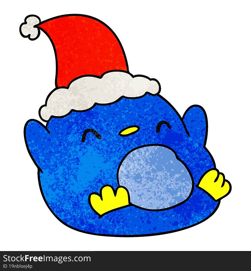 Christmas Textured Cartoon Of Kawaii Penguin