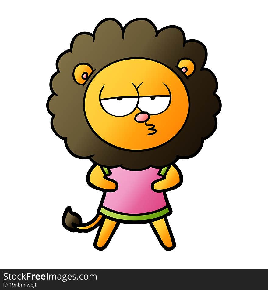 cartoon bored lion. cartoon bored lion