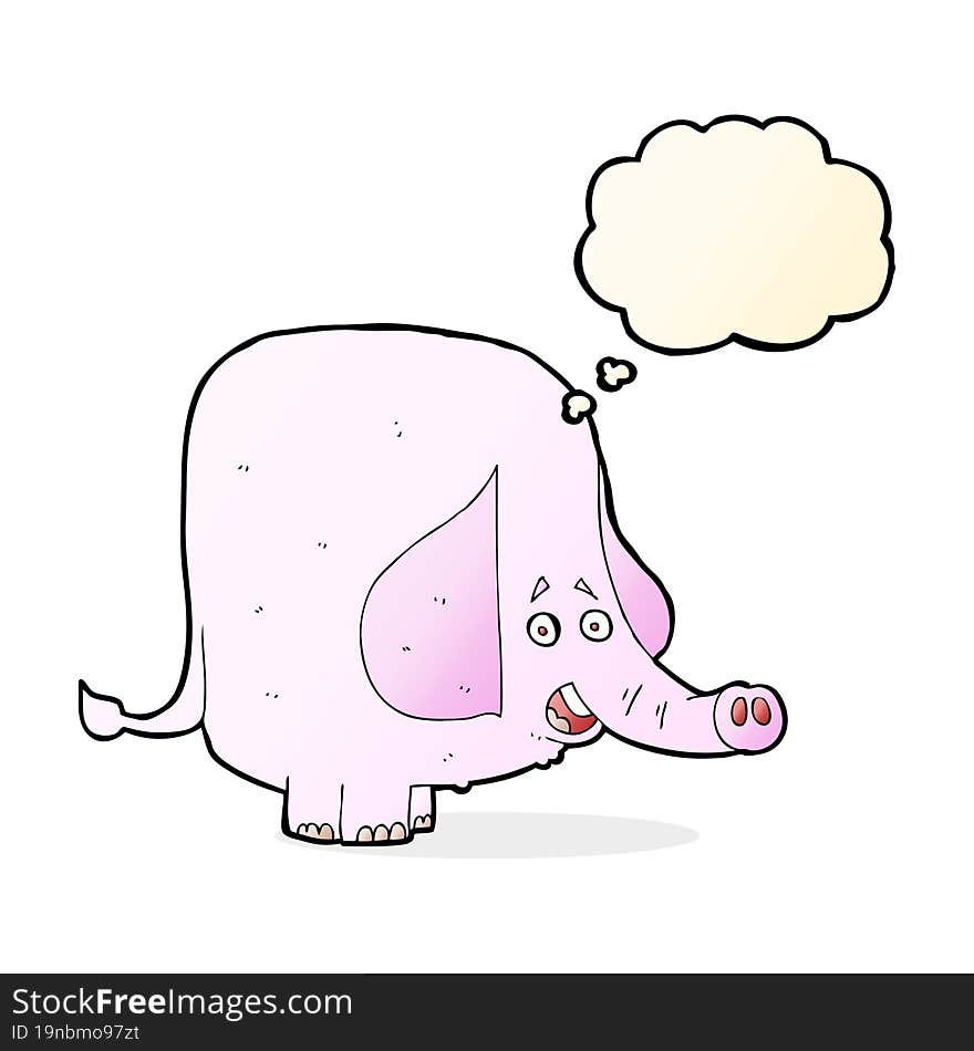 Cartoon Pink Elephant With Thought Bubble