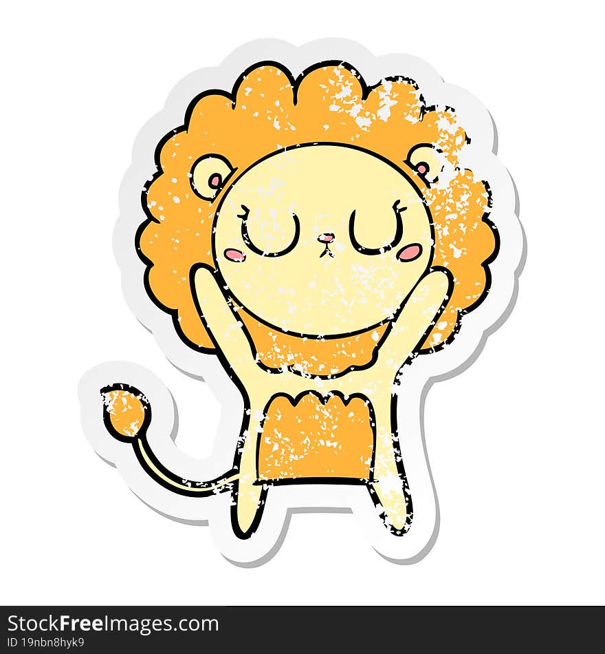 distressed sticker of a cartoon lion