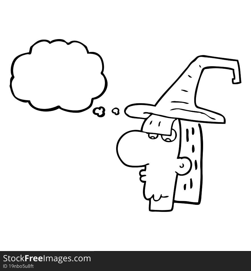 thought bubble cartoon witch head