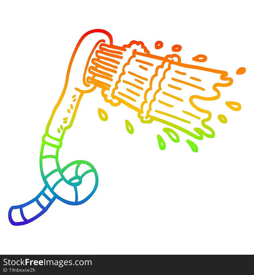 rainbow gradient line drawing cartoon shower head