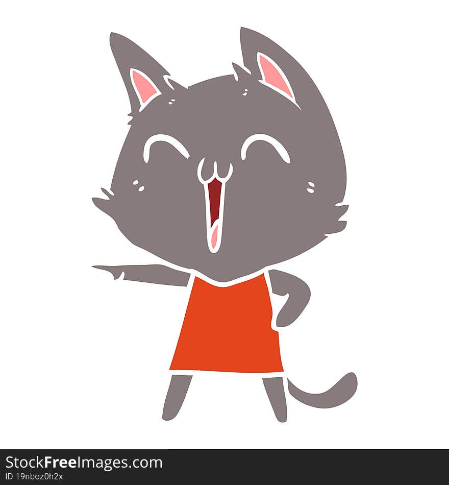 happy flat color style cartoon cat