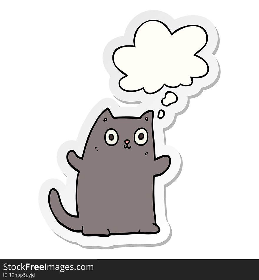 cartoon cat and thought bubble as a printed sticker