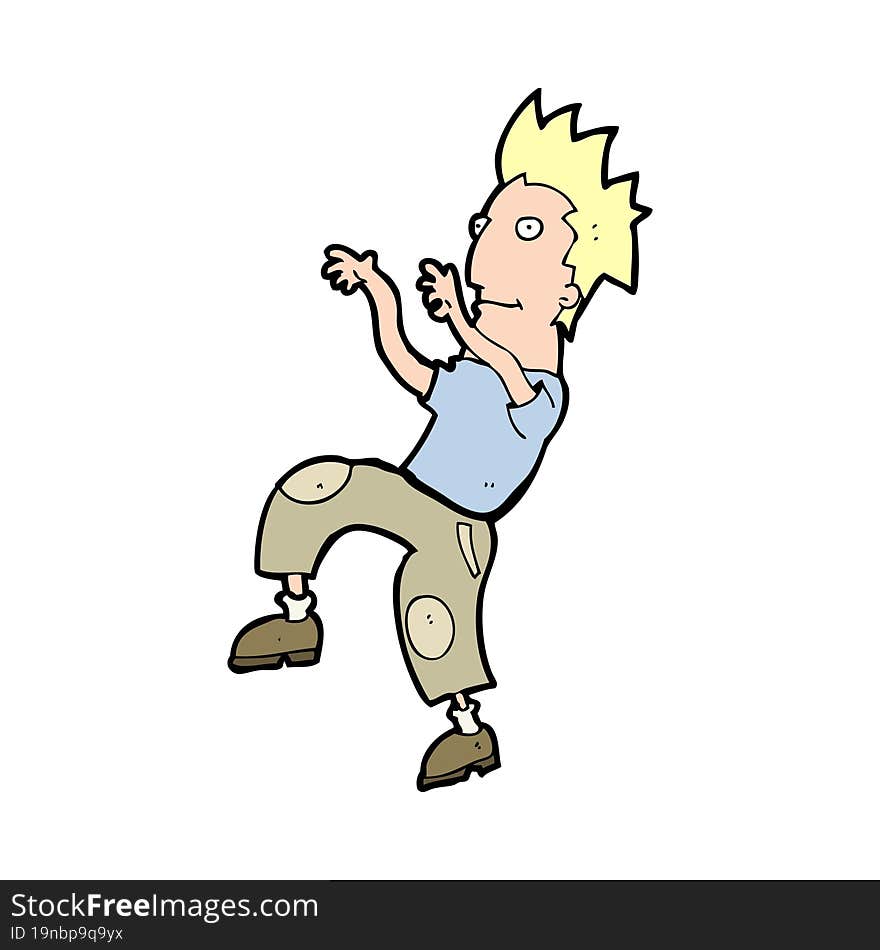 cartoon happy man doing funny dance