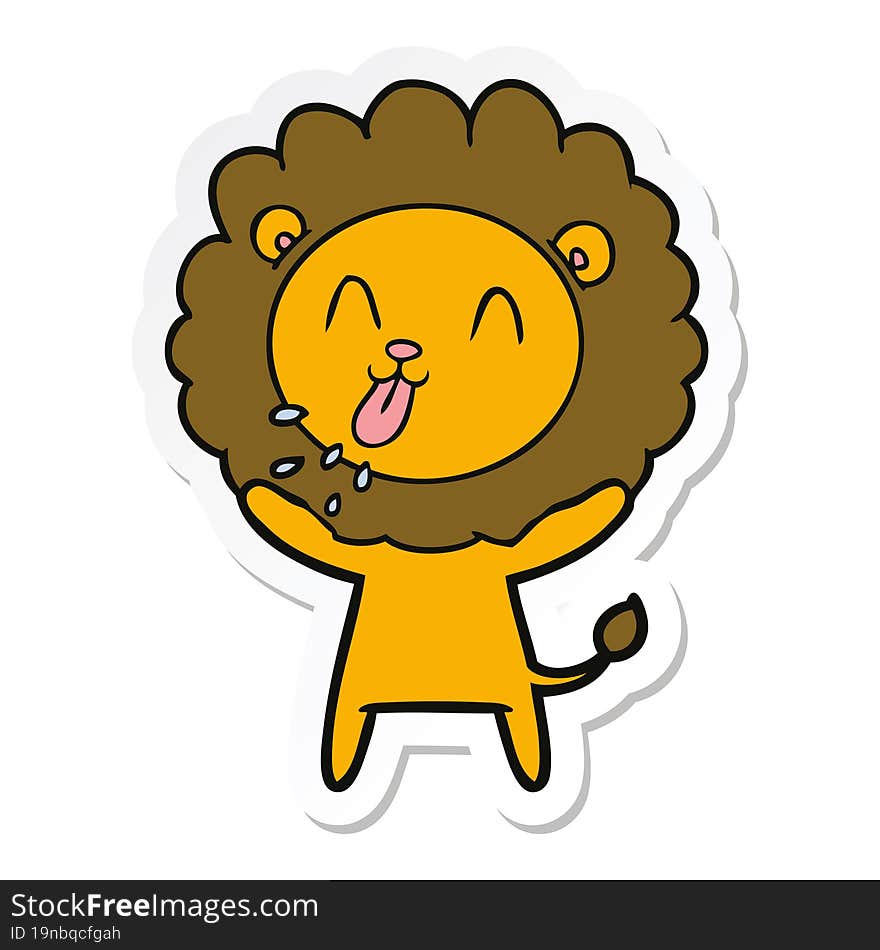 sticker of a happy cartoon lion