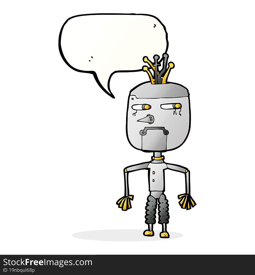 cartoon robot with speech bubble