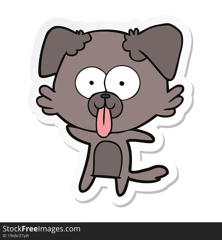 Sticker Of A Cartoon Dog With Tongue Sticking Out