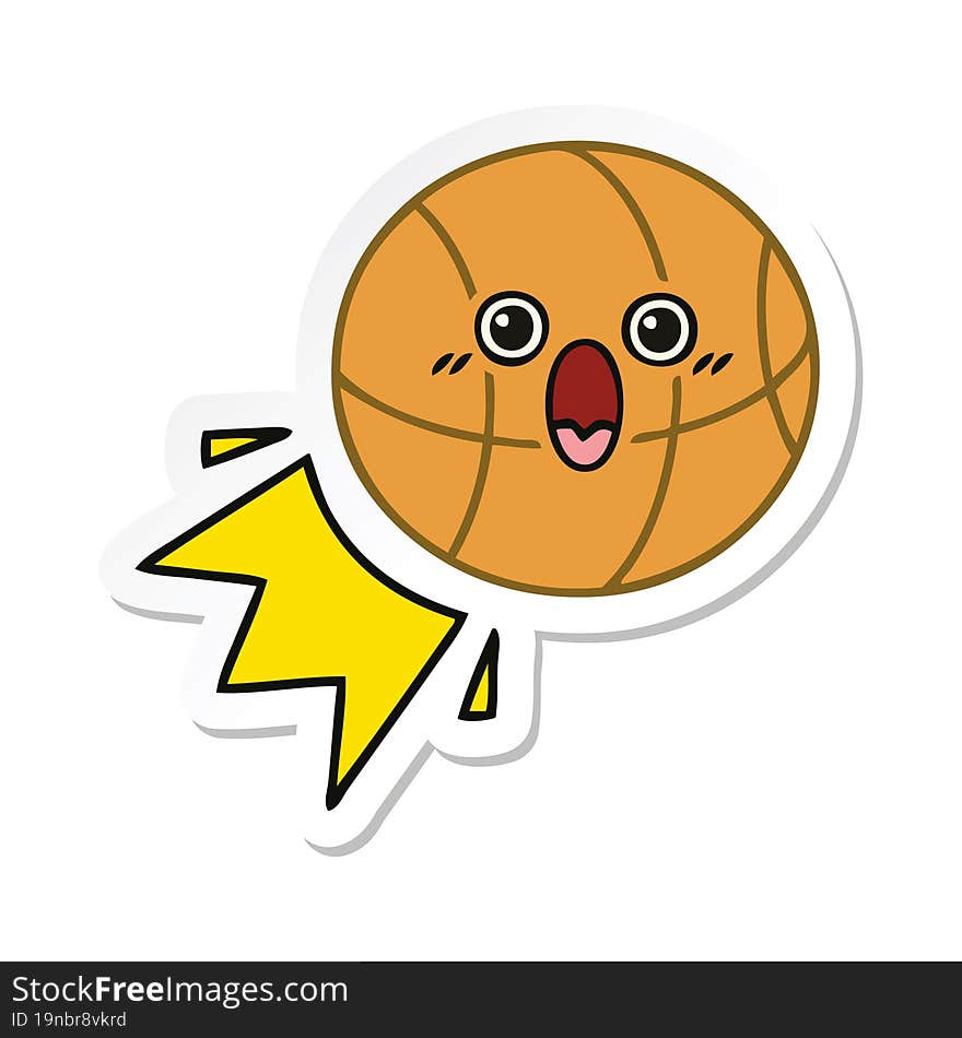 sticker of a cute cartoon basketball