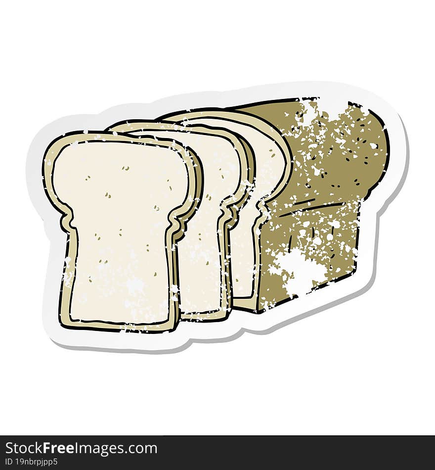 Distressed Sticker Of A Cartoon Sliced Bread