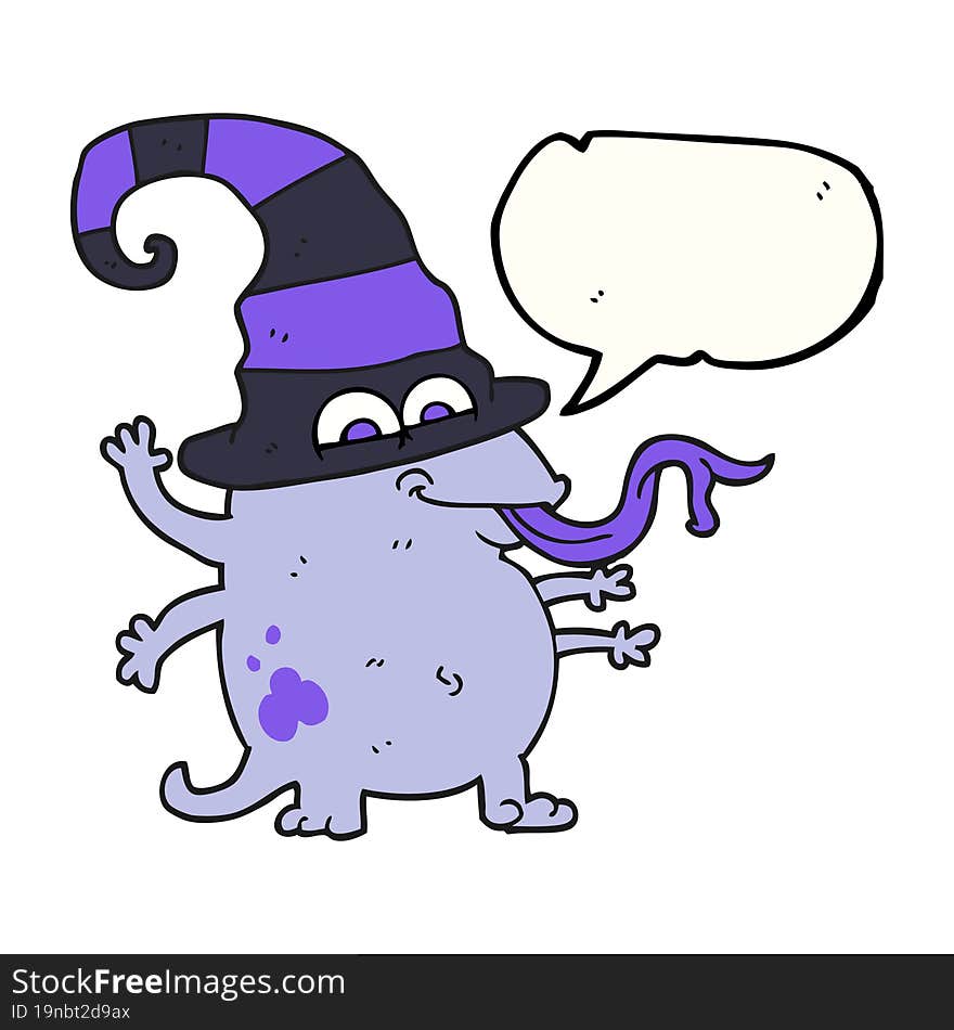 freehand drawn speech bubble cartoon halloween alien