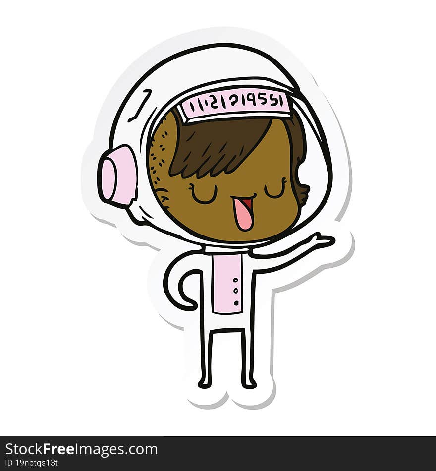 sticker of a cartoon astronaut woman