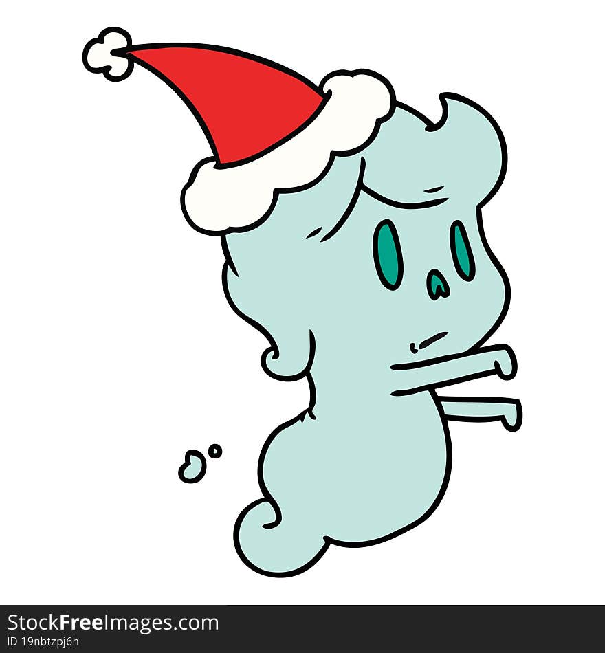 christmas cartoon of kawaii ghost