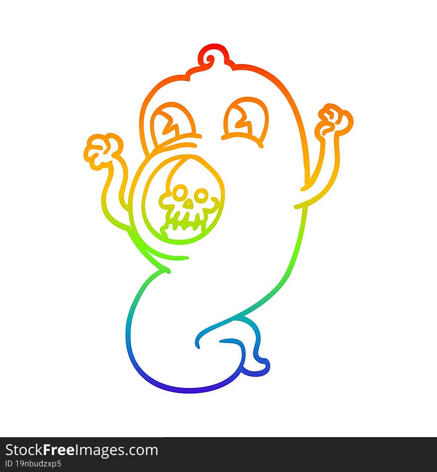 rainbow gradient line drawing spooky cartoon ghost