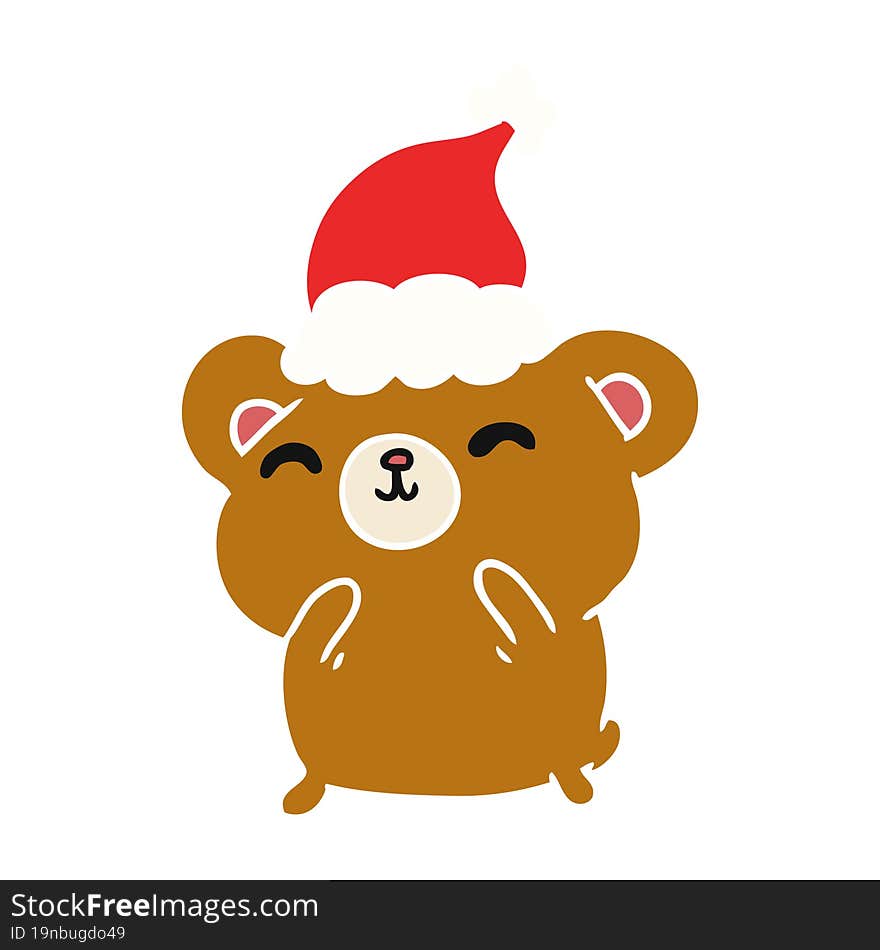 hand drawn christmas cartoon of kawaii bear