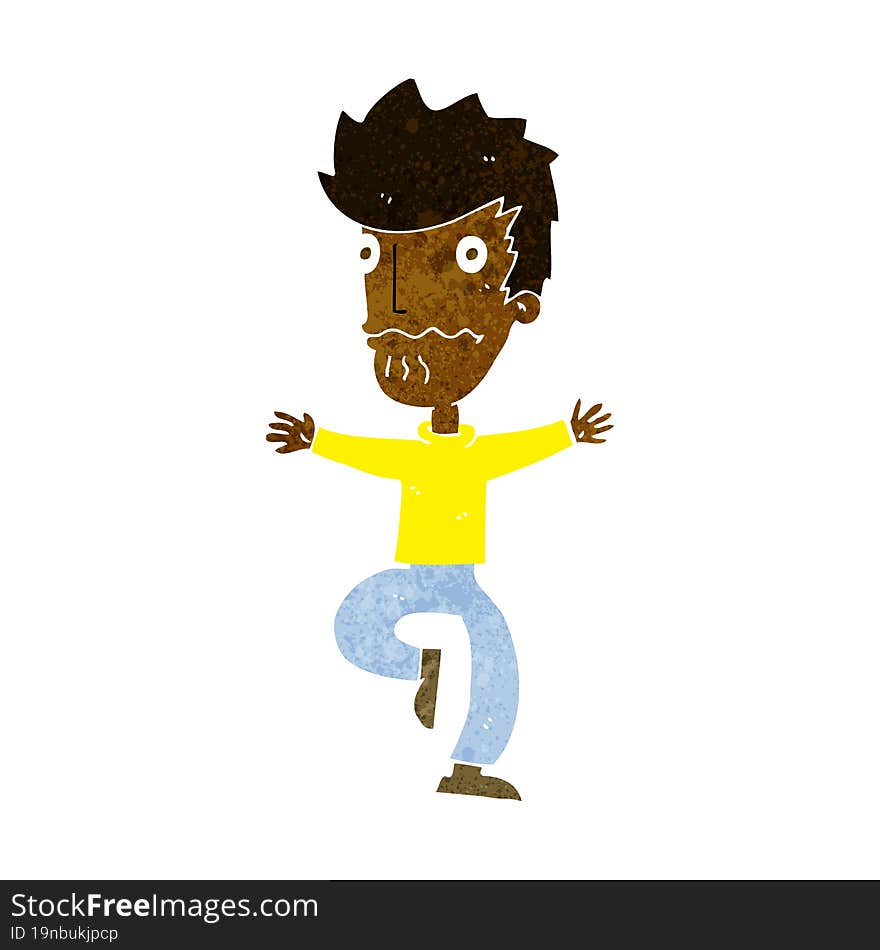 cartoon frightened man