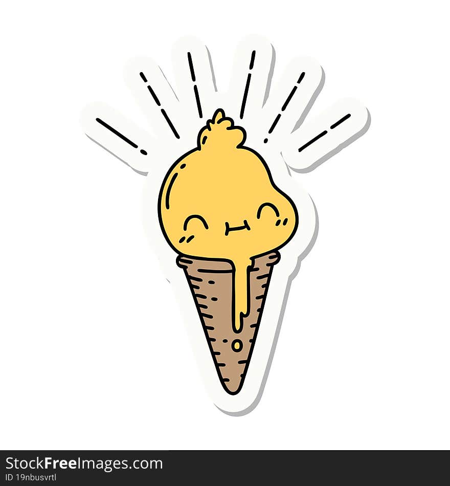 sticker of tattoo style ice cream character