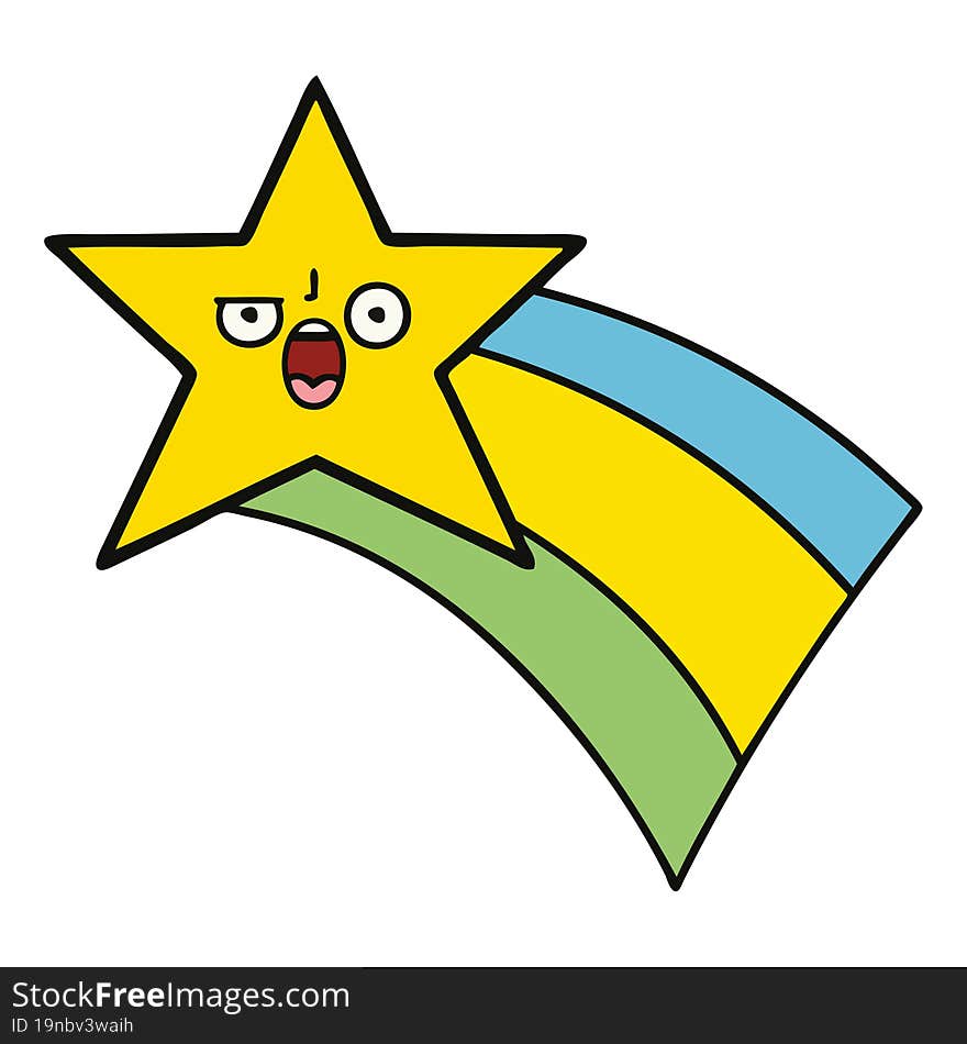 cute cartoon of a shooting rainbow star