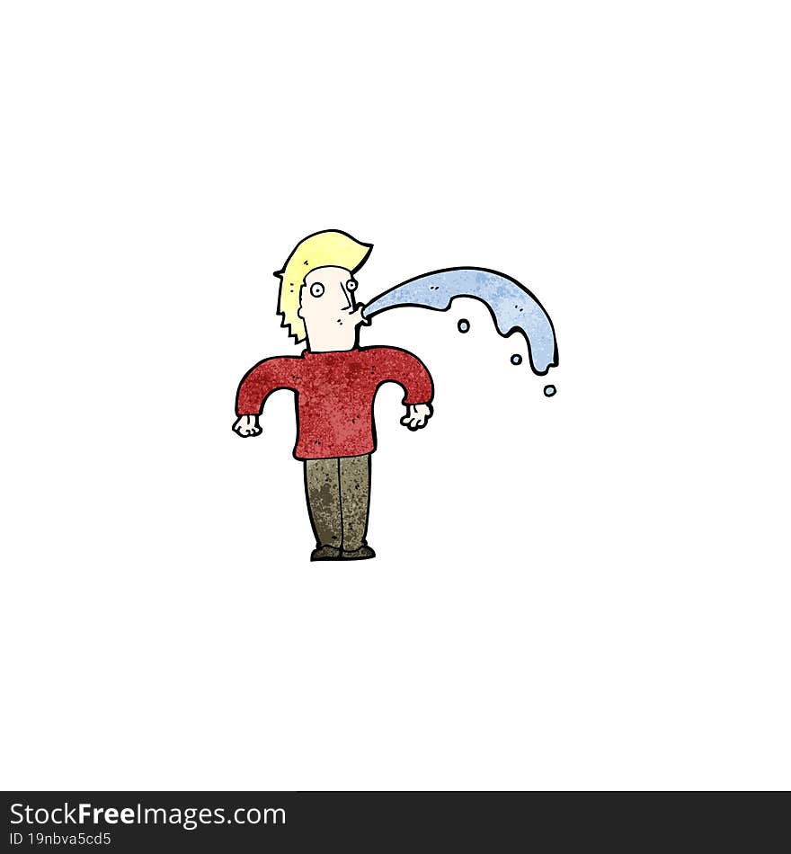 Cartoon Man Spitting Water