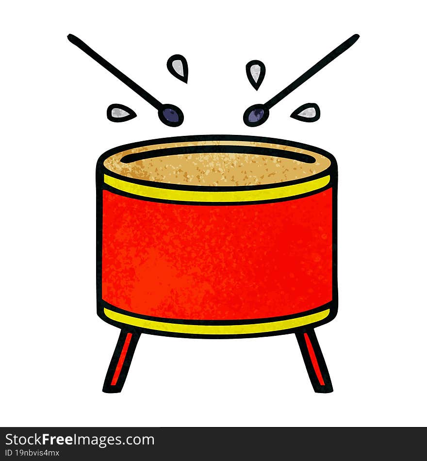 retro grunge texture cartoon beating drum