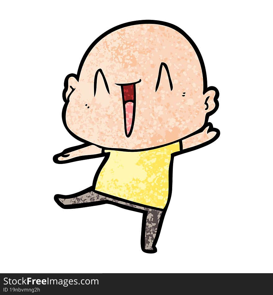 happy cartoon bald man. happy cartoon bald man