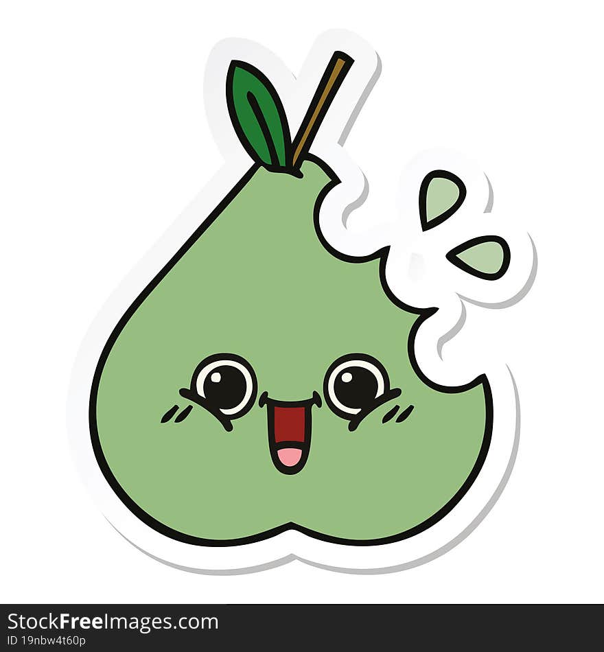 sticker of a cute cartoon green pear