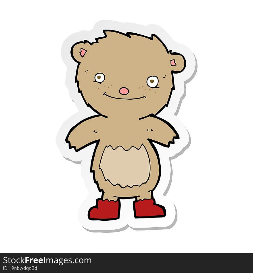 sticker of a cartoon teddy bear wearing boots