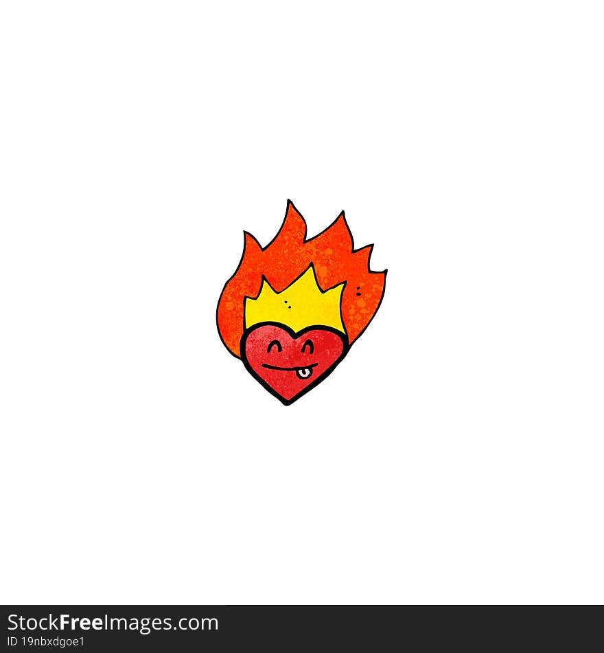 Flaming Heart Cartoon Character