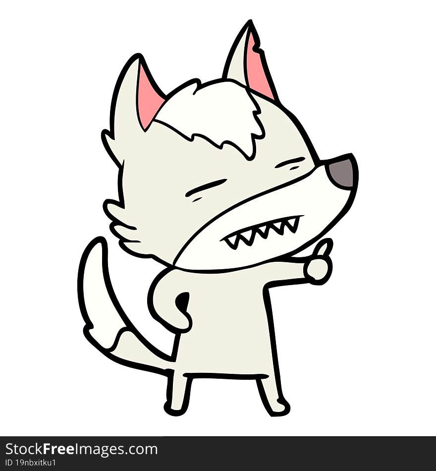 cartoon wolf showing teeth. cartoon wolf showing teeth