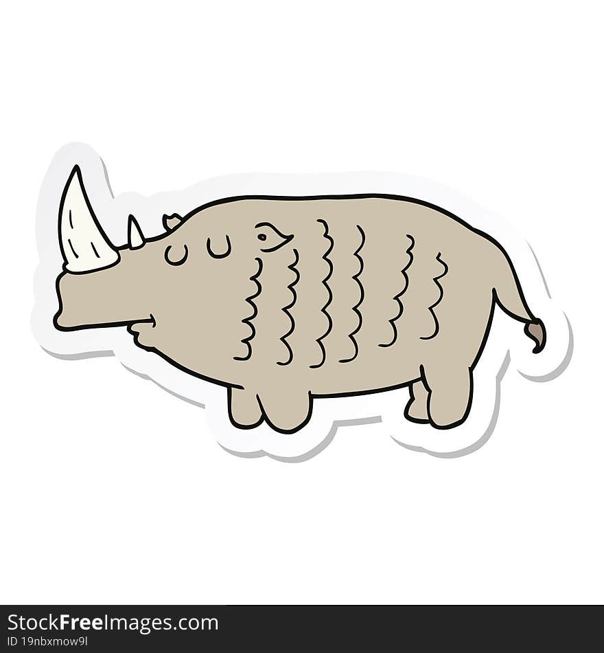 Sticker Of A Cartoon Rhinoceros