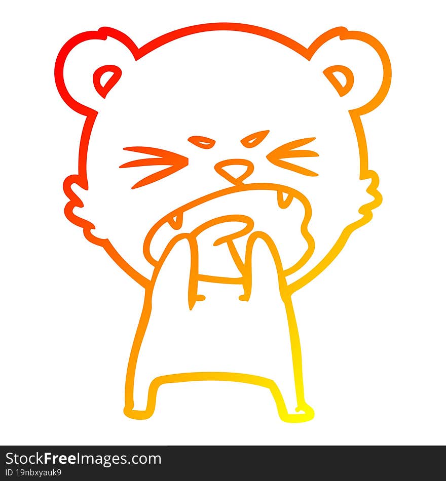 warm gradient line drawing hungry cartoon bear