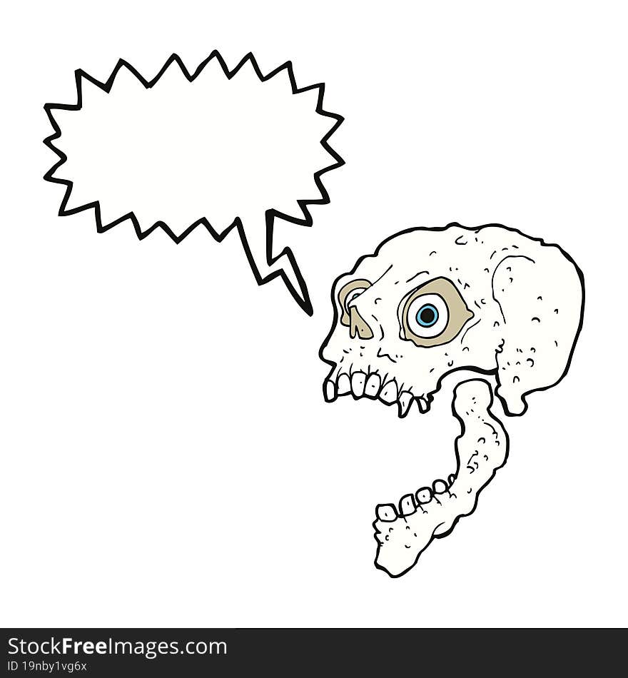 Cartoon Scary Skull With Speech Bubble