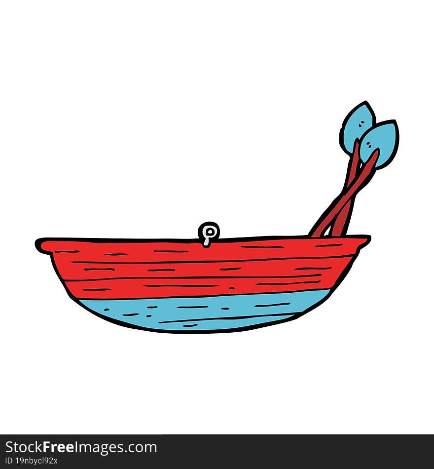 cartoon rowing boat