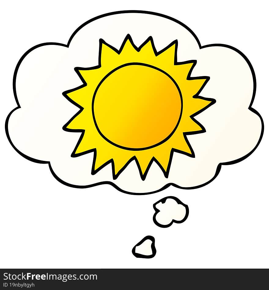 cartoon sun with thought bubble in smooth gradient style