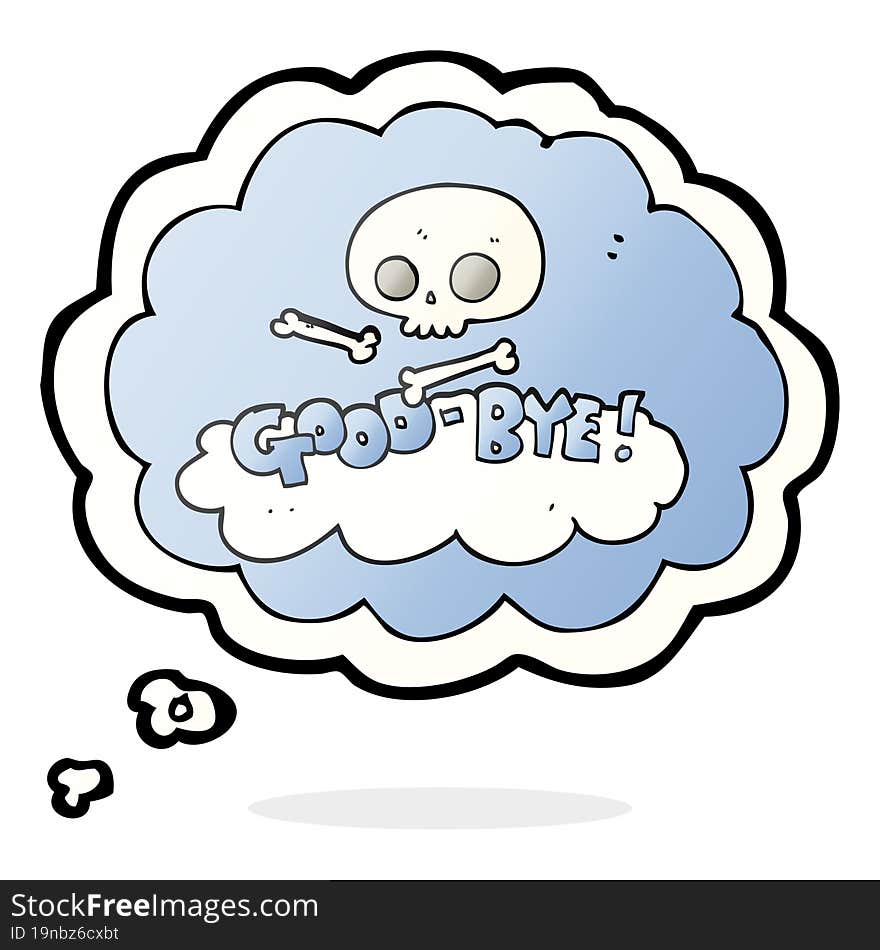 freehand drawn thought bubble cartoon good-bye symbol