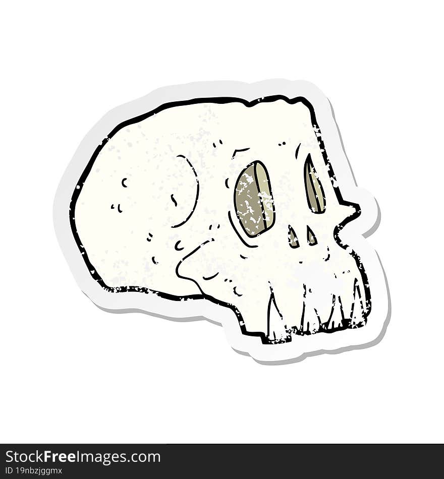 Retro Distressed Sticker Of A Cartoon Spooky Skull