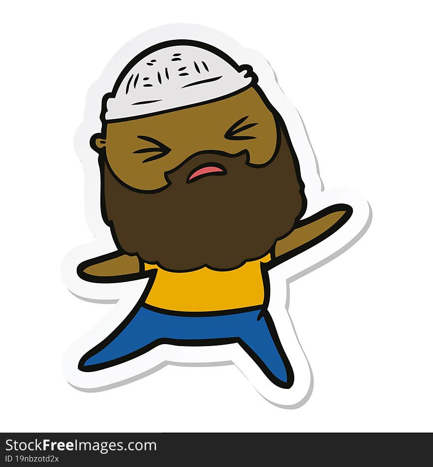 sticker of a cartoon man with beard