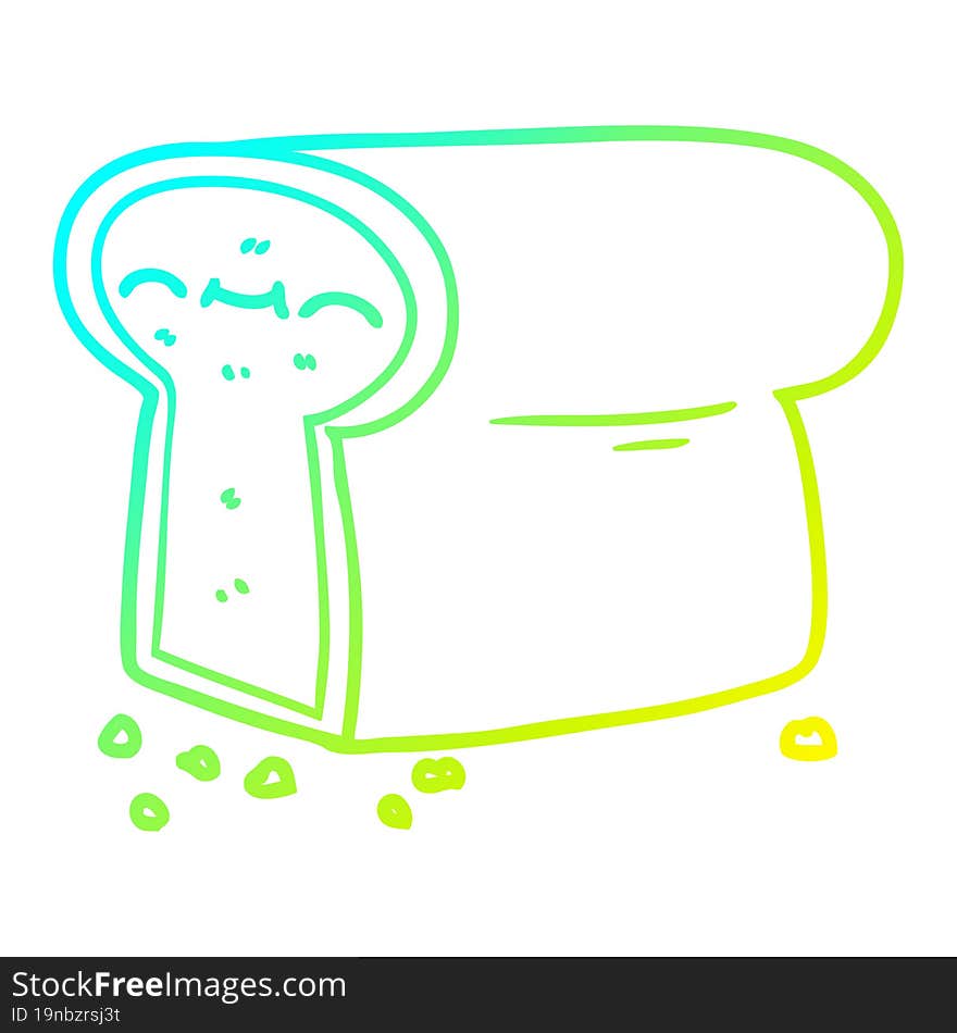 cold gradient line drawing of a cartoon loaf of bread