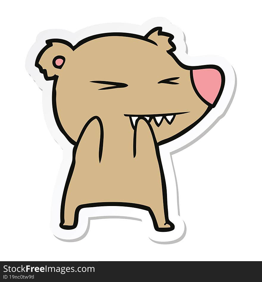 sticker of a angry bear cartoon